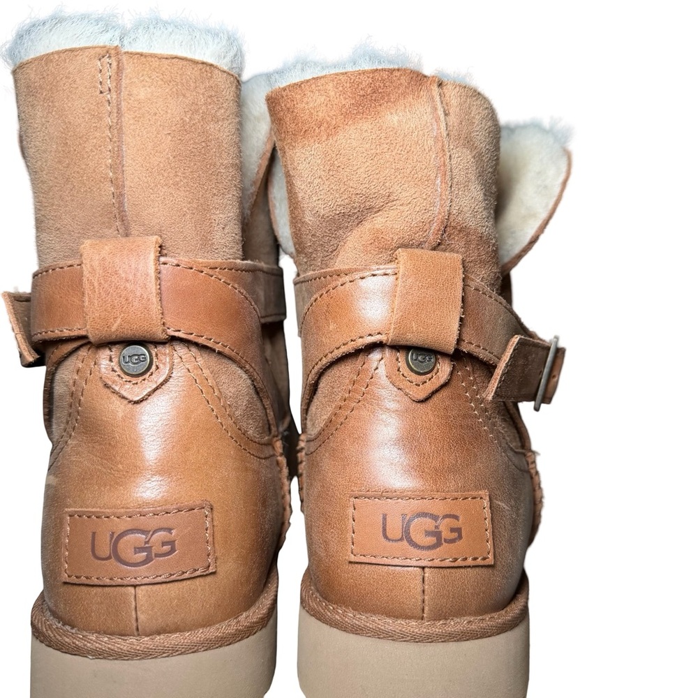 Women's Tan Leather Ankle Boots - Picture 6 of 13